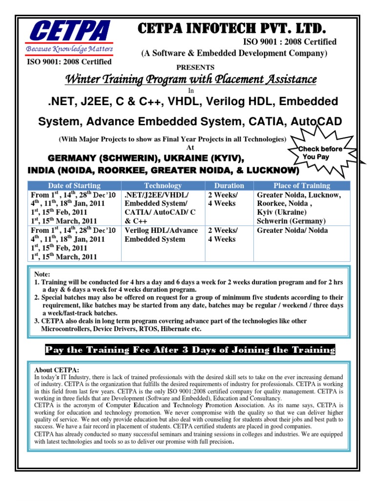 CETPA Winter Training Programs 2010-11 | PDF | Object (Computer Science ...