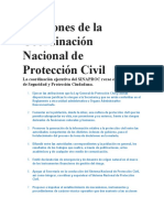 Funciones de La Coordinación Nacional de Protección Civil