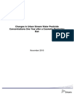 Changes in Urban Stream Water Pesticide Concentrations One Year After A Cosmetic Pesticides Ban