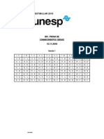 UNESP2019 1fase Gabarito PDF