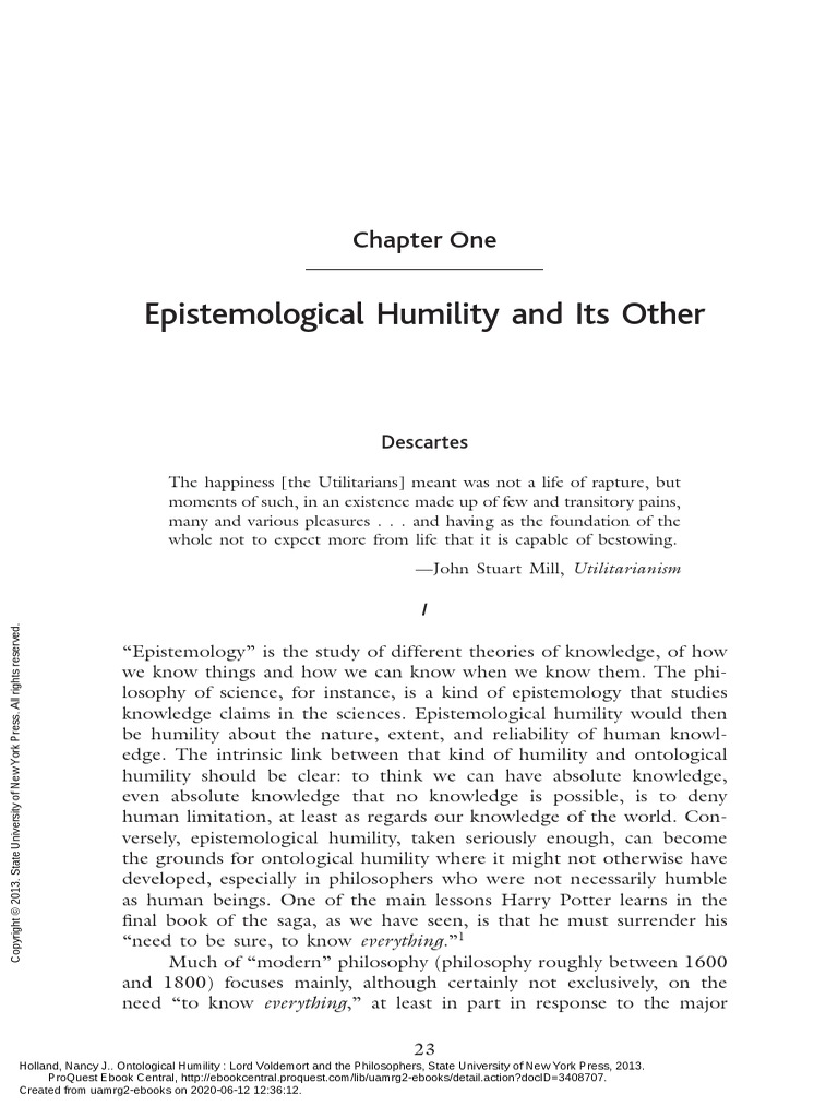 Epistemological Humility and Its Other: Chapter One | PDF | Rationalism ...
