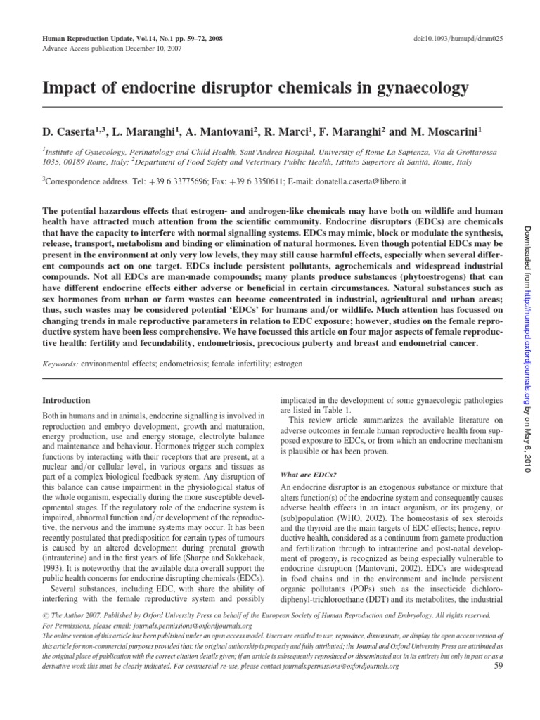 Endocrine Disruptors in Gynecology Effects | PDF | Hormone | Estrogen