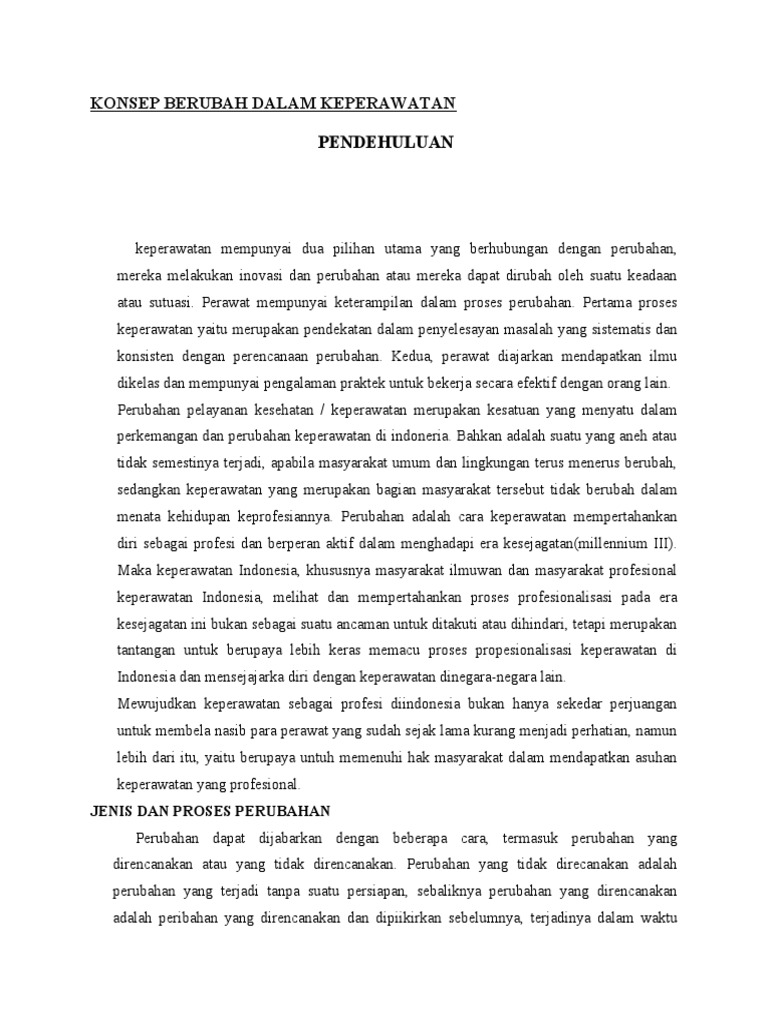 Konsep Berubah Dalam Keperawatan