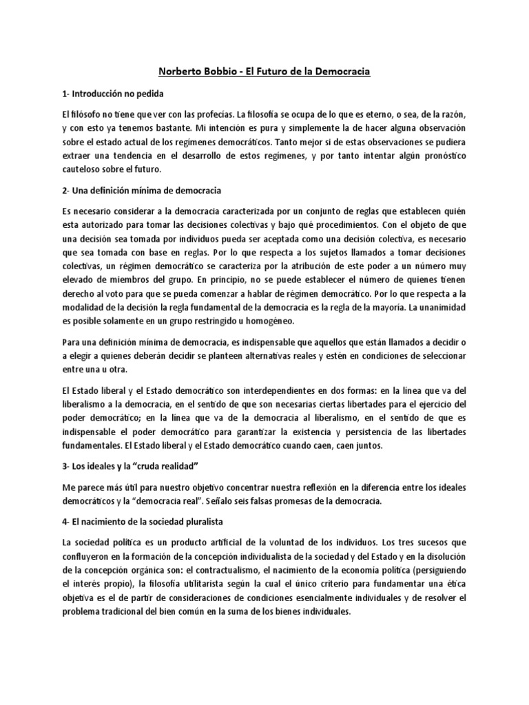 Futuro y Desafíos de la Democracia | PDF | Democracia | Ideologías ...