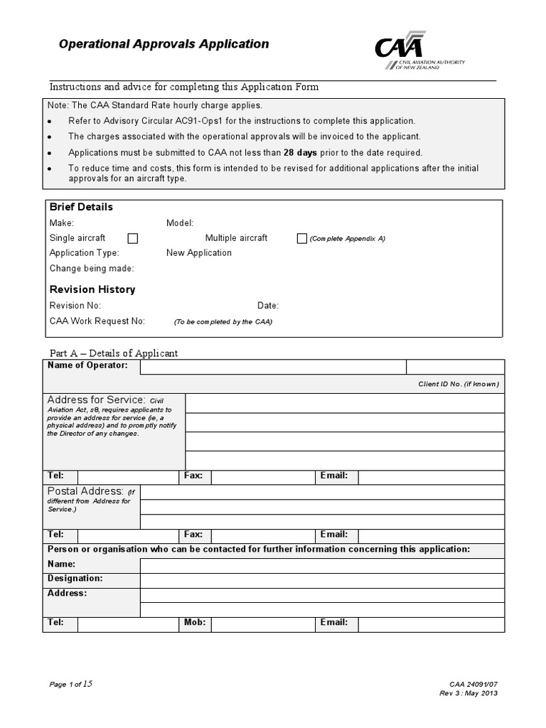 Operational Approvals Form | PDF | Transponder (Aeronautics) | Aviation