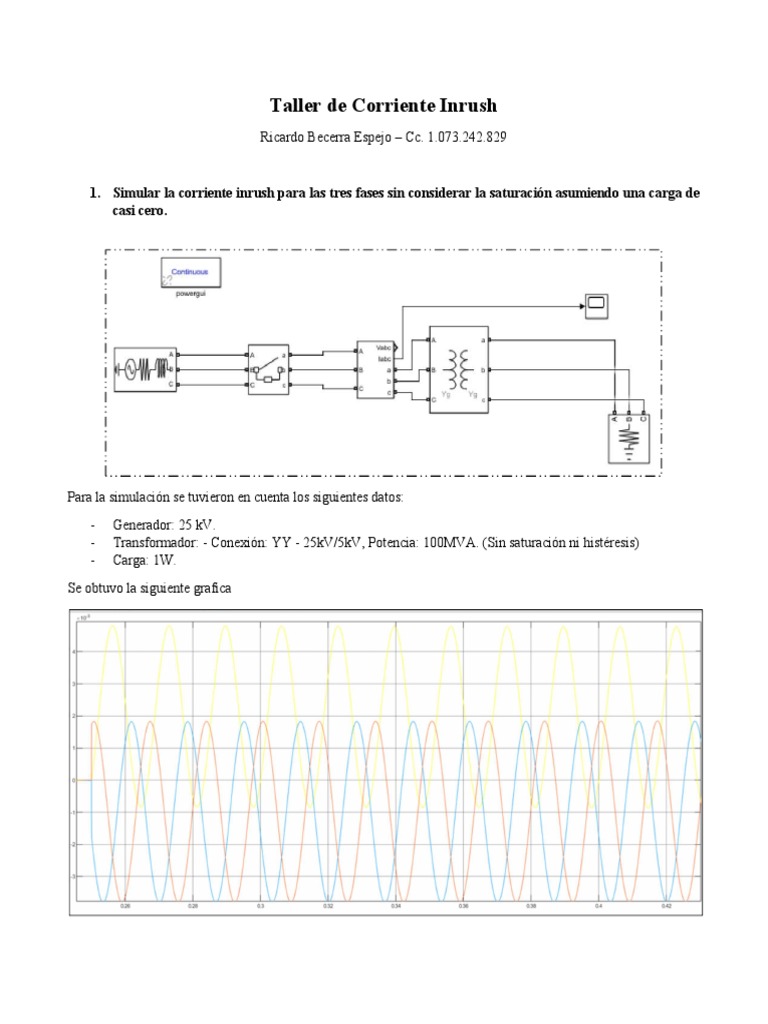 Taller de Corriente Inrush | PDF