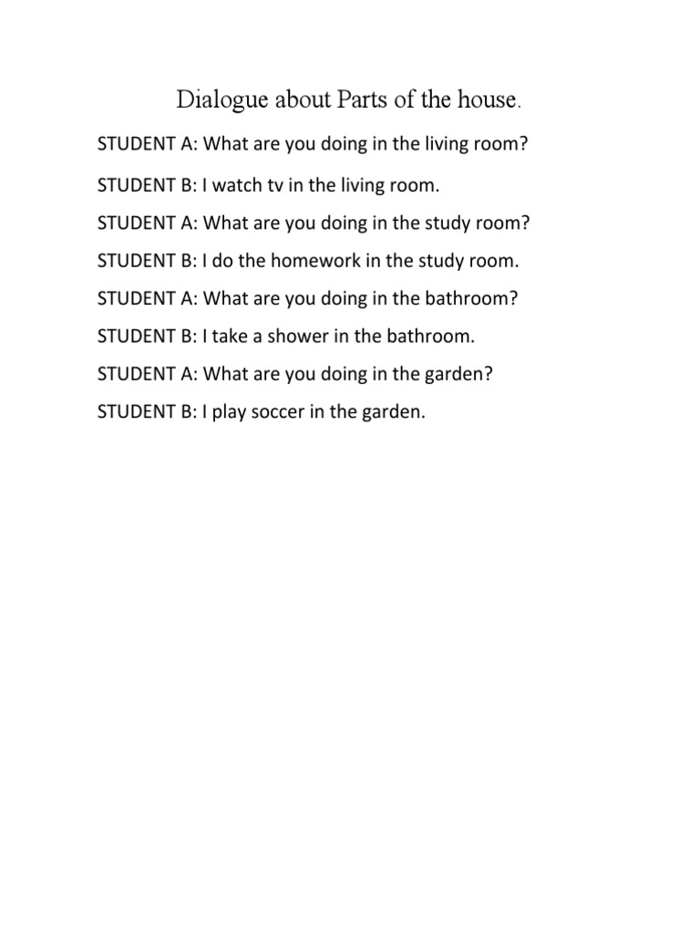Dialogue on House Parts and Activities | PDF | Language Arts & Discipline