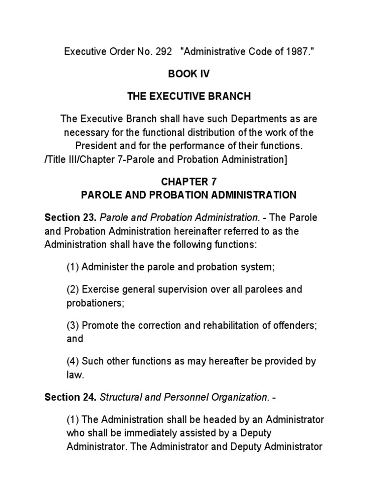Executive Order No PDF Probation Probation Officer