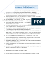 Ficha Problemas de Multiplicacion para Cuarto de Primaria