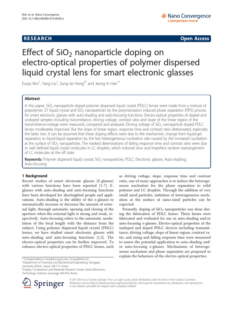Effect of Sio2 Nanoparticle Doping On Electro Optical Properties of ...