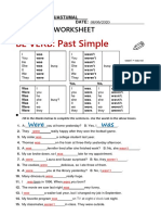BE VERB: Past Simple: Grammar Worksheet