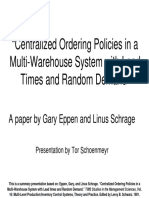 Centralized Ordering Policies in A Multi-Warehouse System With Lead Times and Random Demand