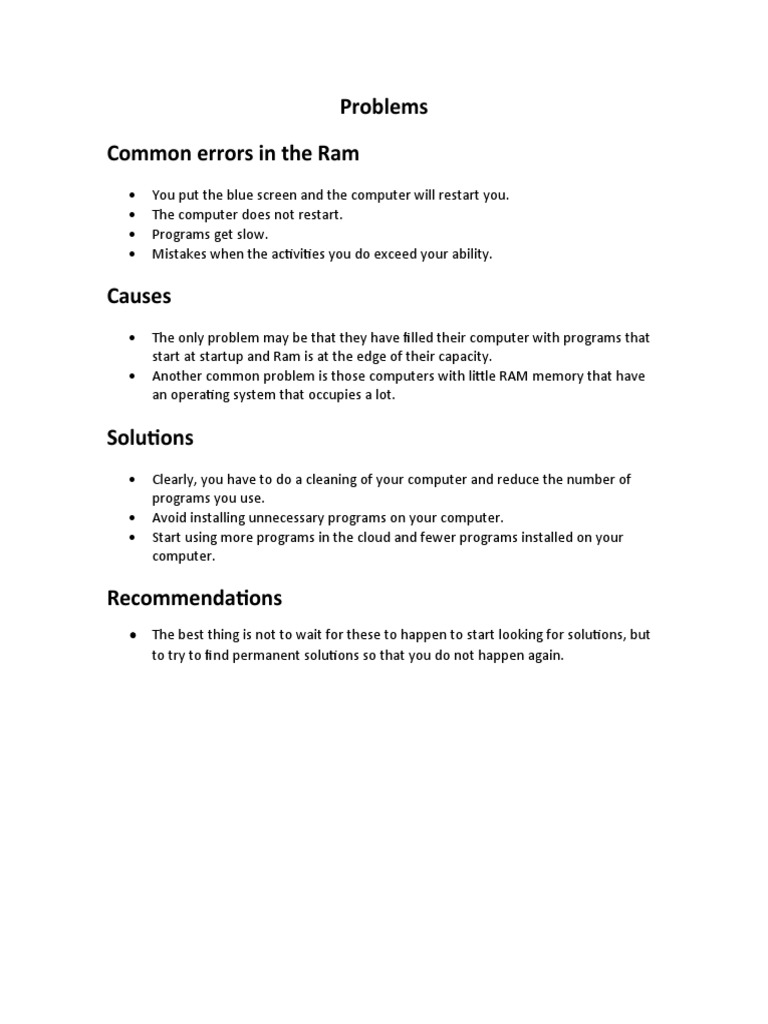 Problems Common Errors in The Ram | PDF