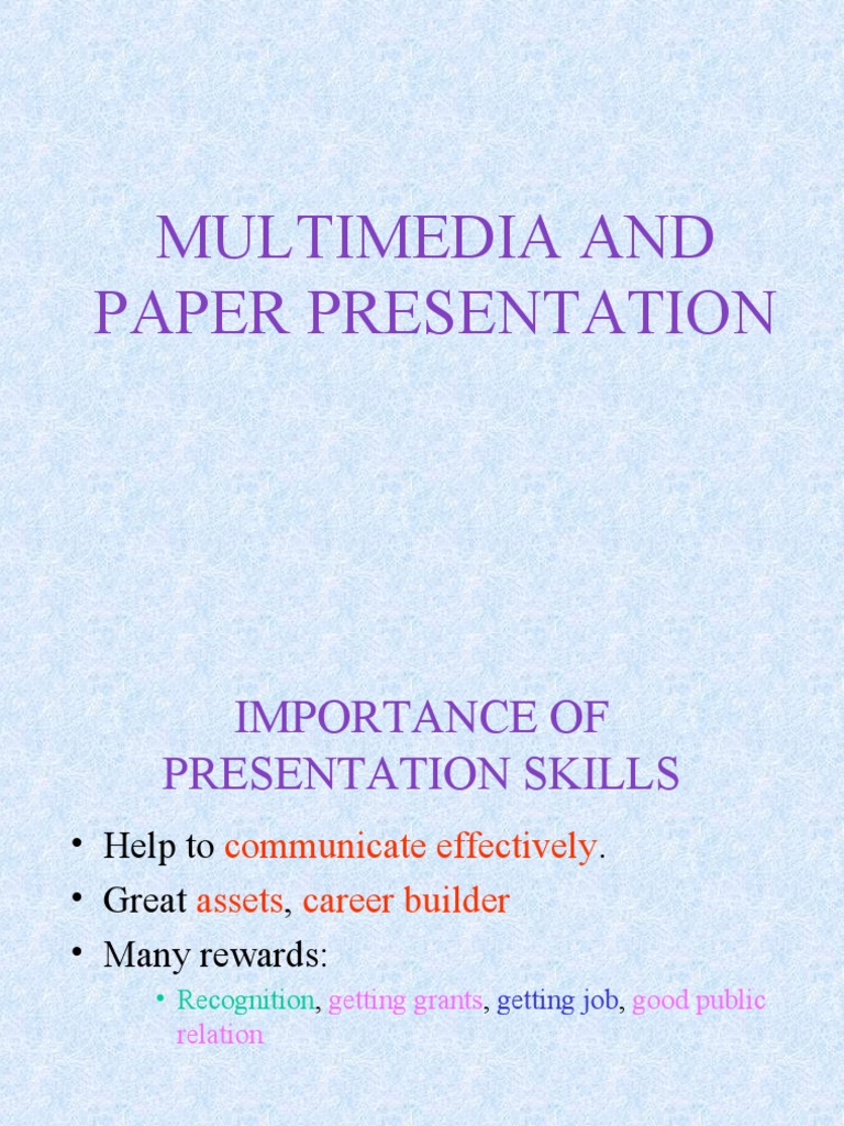 Multimedia and Paper Presentation | PDF | Multimedia | Psychological ...