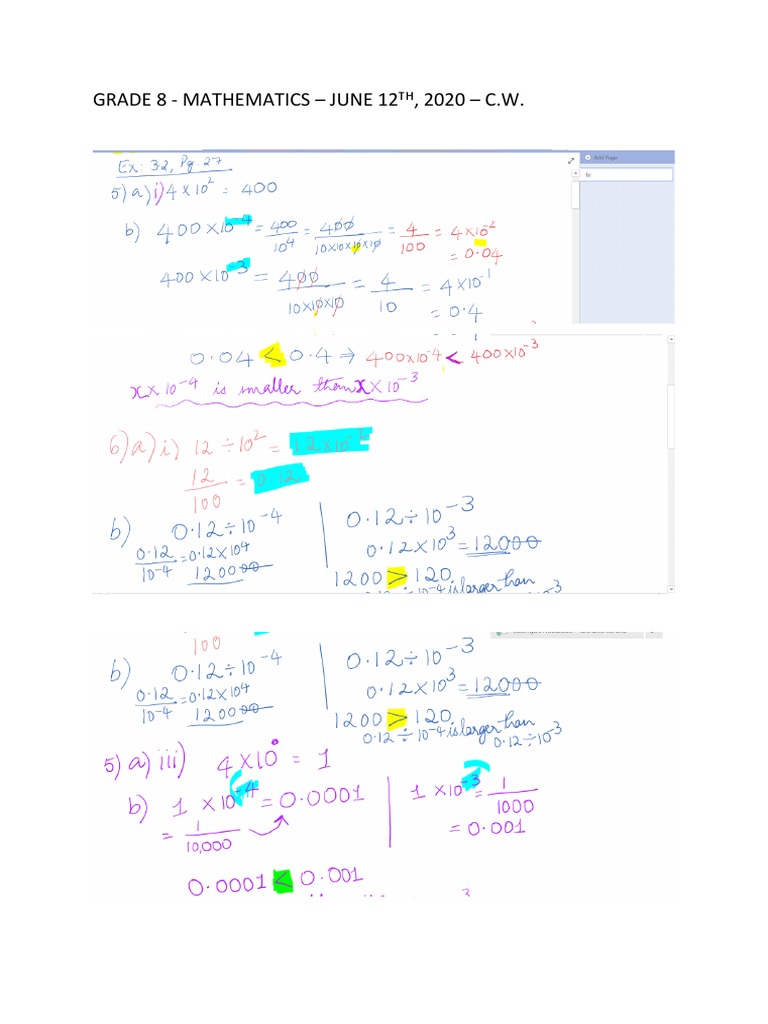 Grade 8 Math Exam - June 2020 | PDF