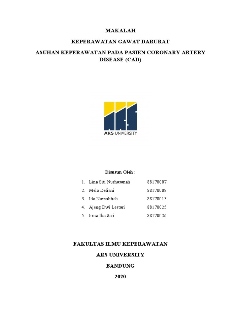 Makalah Keperawatan Gawat Darurat Asuhan Keperawatan Pada Pasien Coronary Artery Disease Cad