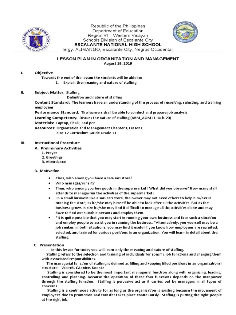 2nd Quarter Lesson20 DLP Organization PDF Human Resources