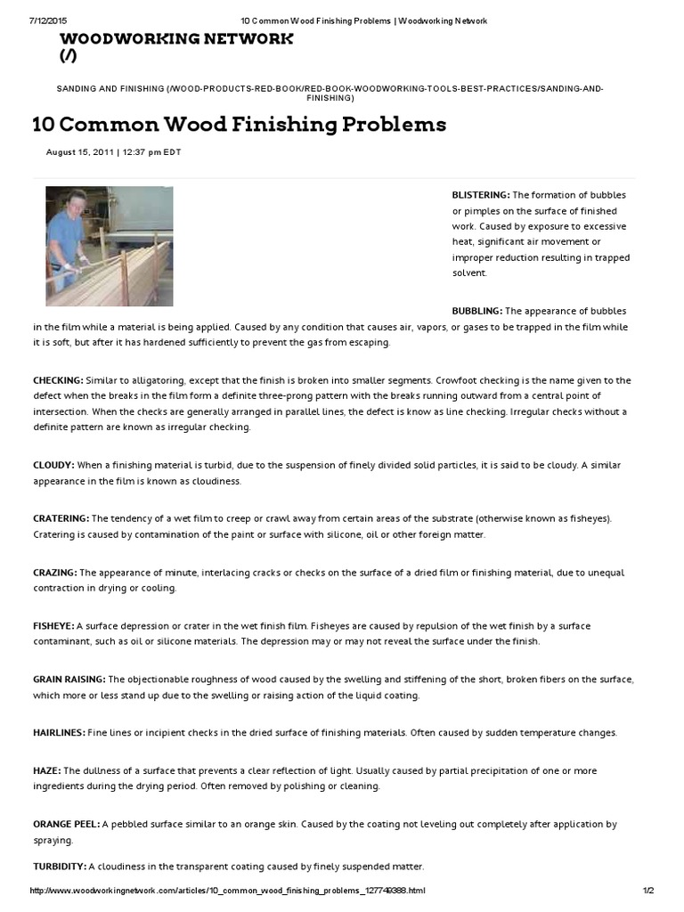 10 Common Wood Finishing Problems Woodworking Network PDF Wood