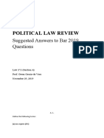 Political Law Review: Suggested Answers To Bar 2019 Questions