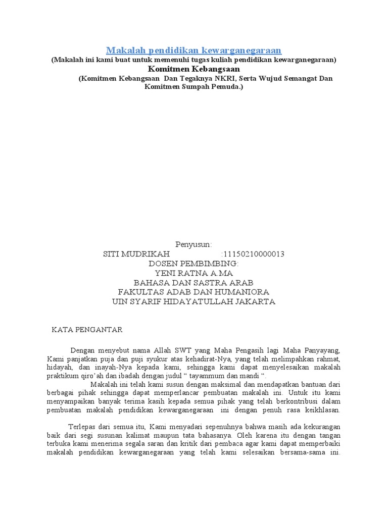 Makalah Memperkuat Komitmen Kebangsaan