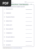 Translating Phrases - Linear Expression: Name: Score