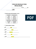 Centro de Idiomas Unsm Final Exam I. Vocabulary