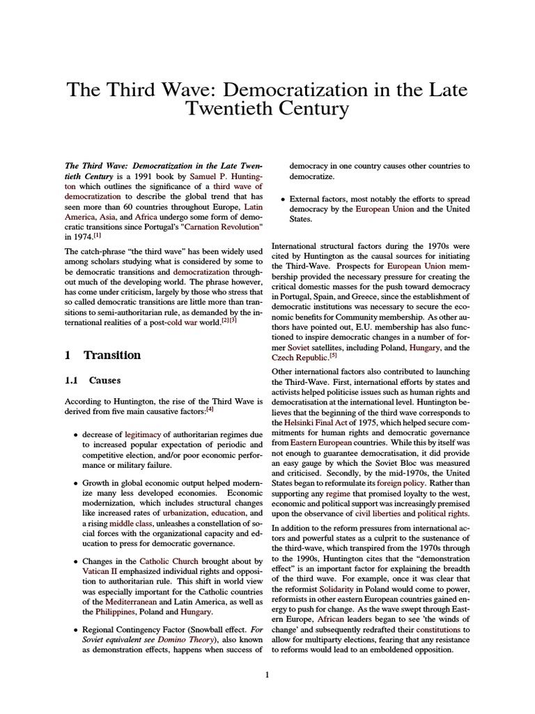Third Wave of Democratization Explained | PDF | Democratization | Forms ...