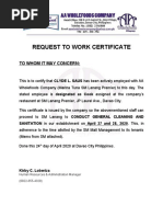 Request to work Certificate