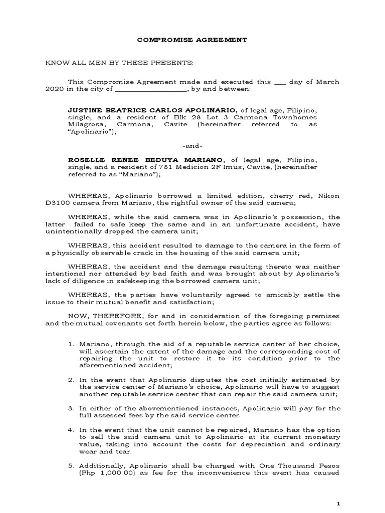 Compromise Agreement PDF | PDF | Social Institutions | Social Science