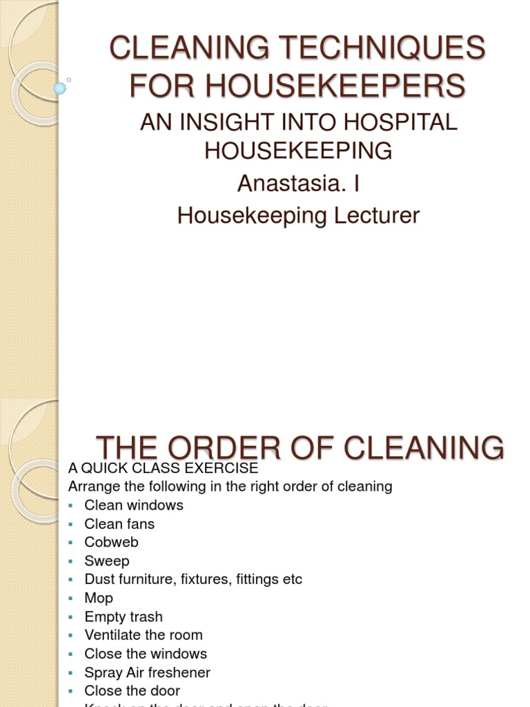 Cleaning Techniques For Housekeepers An Insight Into Hospital