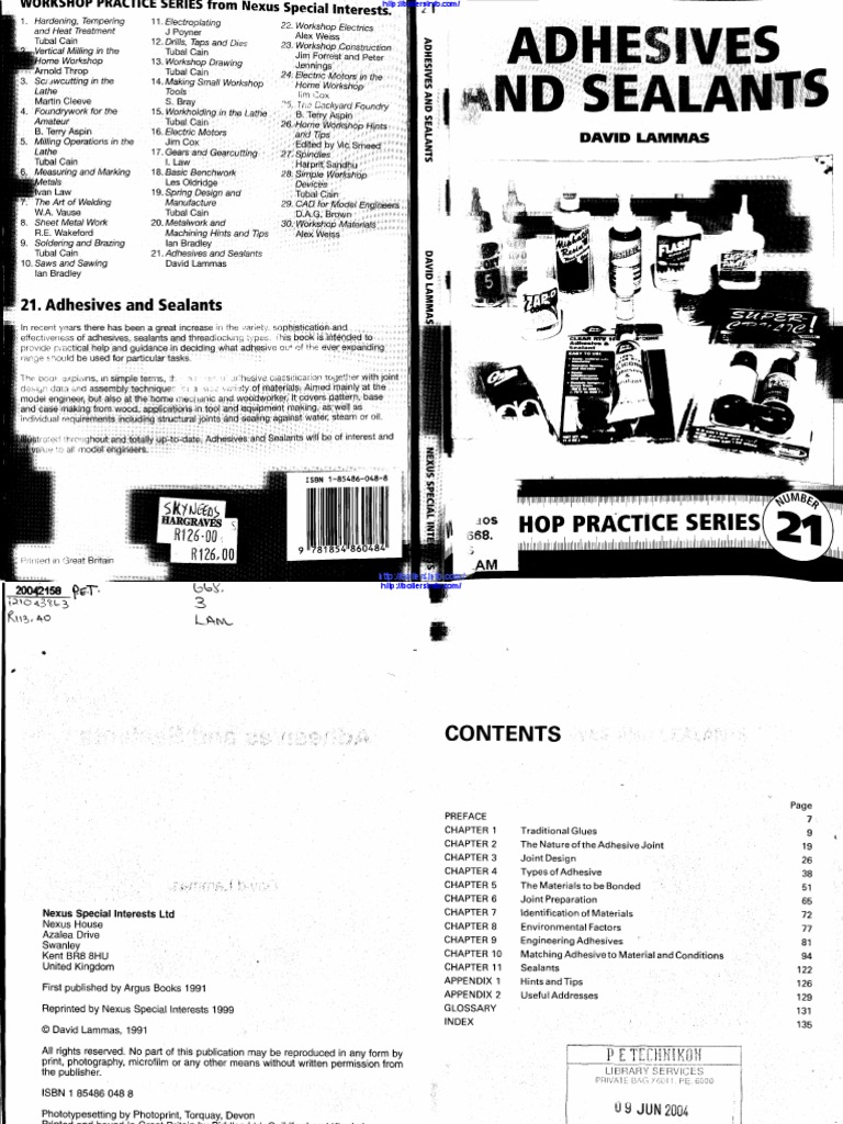 Workshop Practice Series 21 - Adhesives and Sealants | PDF | Adhesive ...