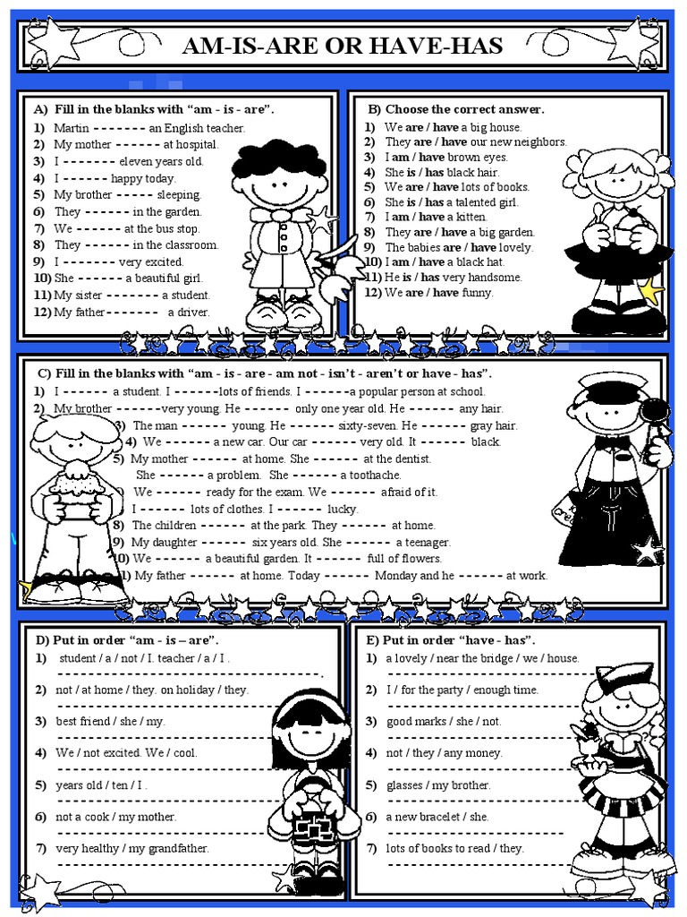 To Be and Have Worksheets for Class 2 | PDF