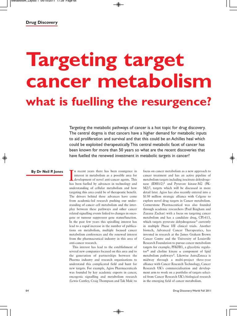 Targeting Target Cancer Metabolism | PDF | Glycolysis | Adenosine ...