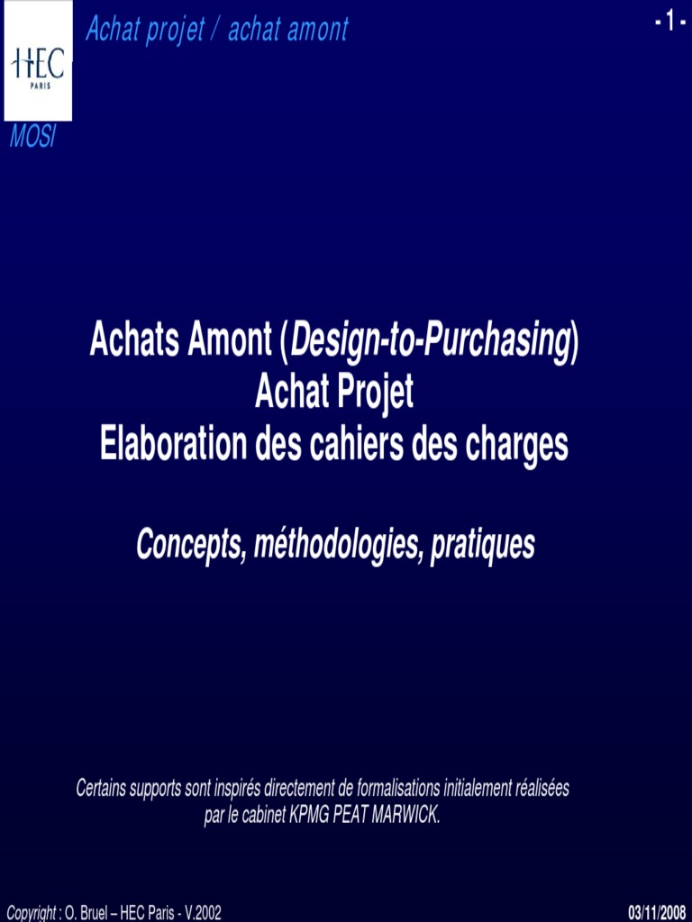 Sourcing and Management Des Achats Cours 03 Achats Amont Design-to ...