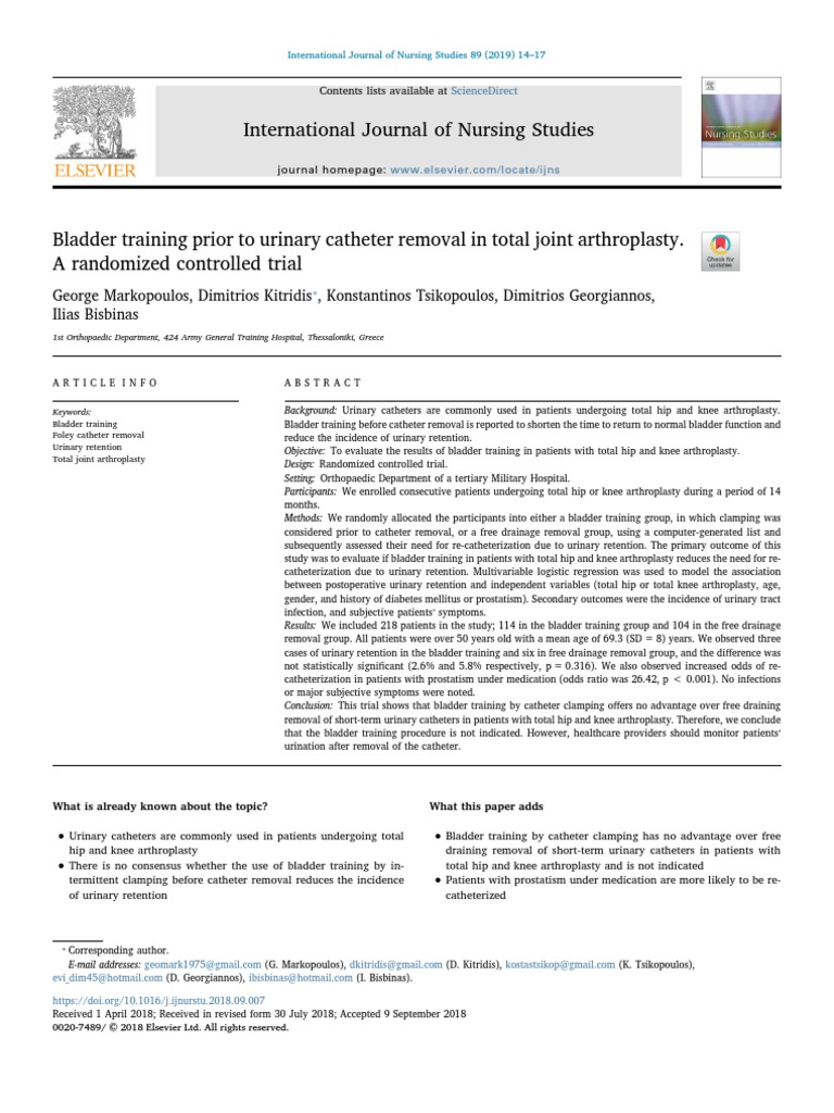 International Journal of Nursing Studies Sciencedirect PDF Urinary