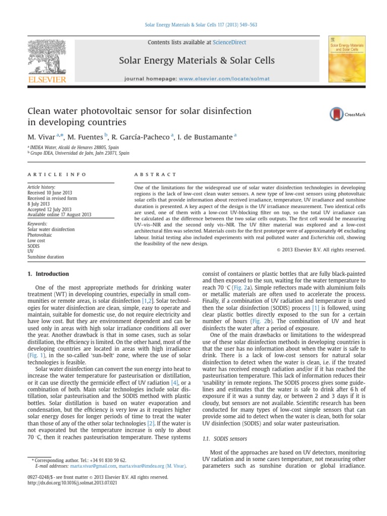 Solar Energy Materials & Solar Cells: M. Vivar, M. Fuentes, R. García ...