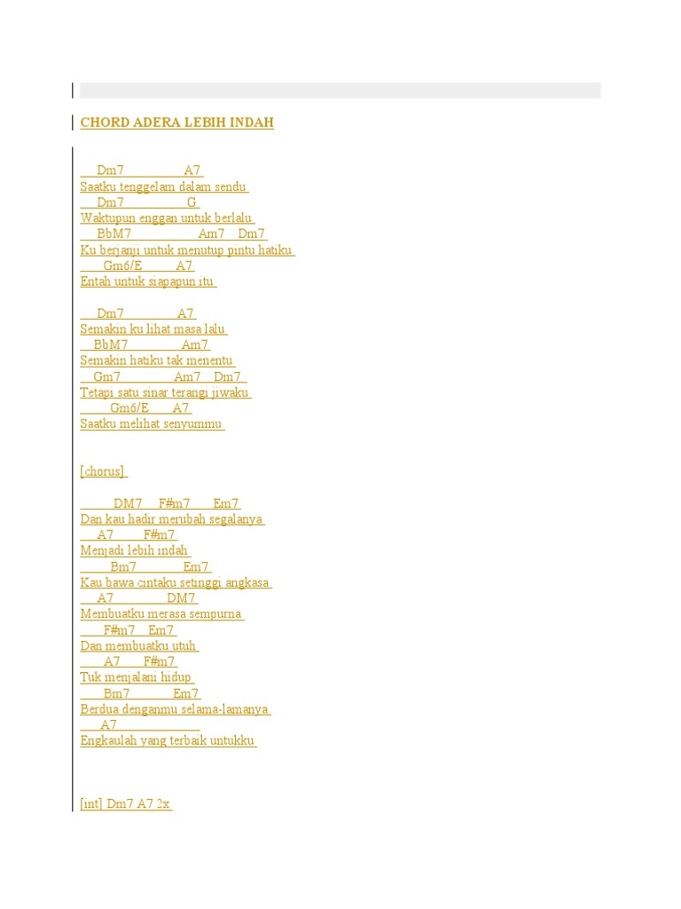 Chord Adera Lebih Indah PDF
