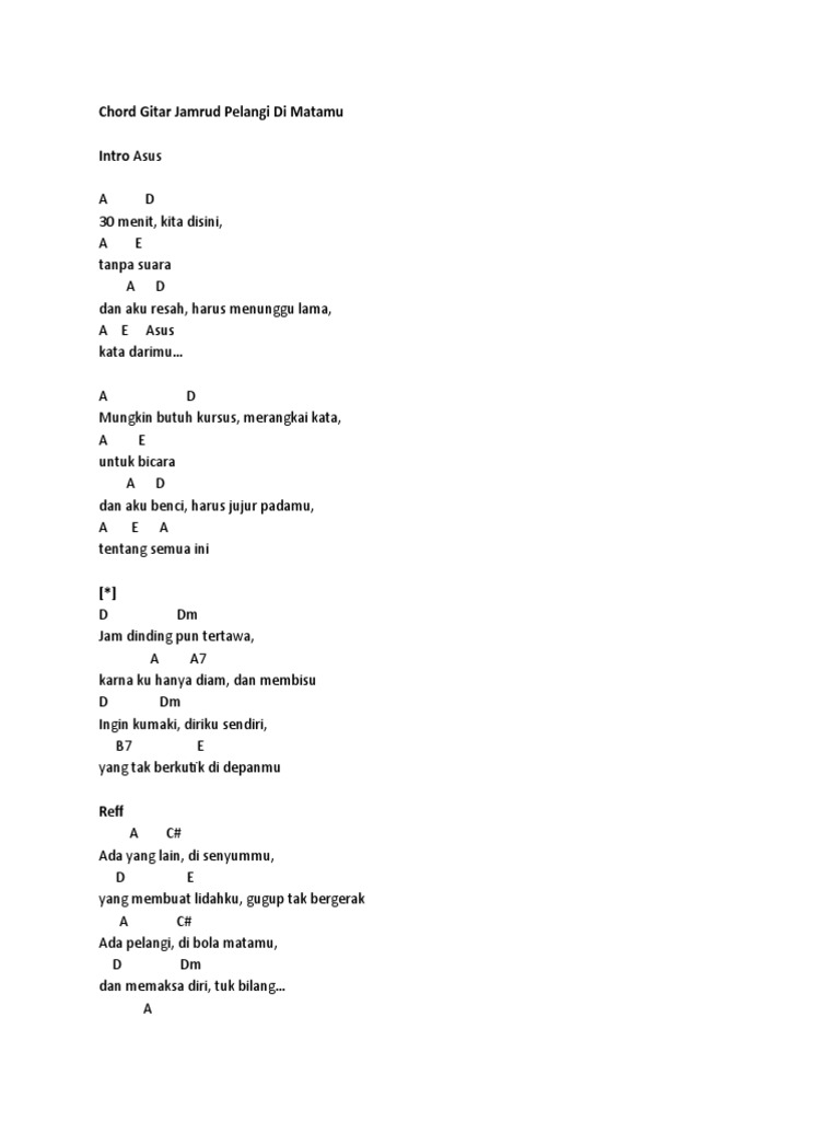 Chord Gitar Jamrud Pelangi Di Matamu