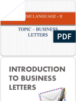 English Language - Ii: Topic - Business Letters