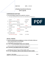 Extra Reading Comprehension Exercises (Unit 4, Page 46)
