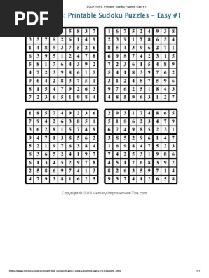 solutions printable sudoku puzzles easy 1 pdf