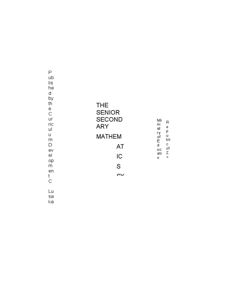 Senior Secondary Mathematics Syllabus Grades 1012 (Zambia) PDF