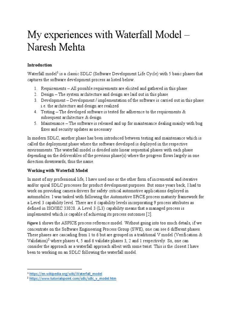 My Experiences With Waterfall Model - Naresh Mehta | PDF | Software ...