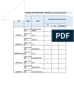 HORARIO Del 22 de Junio Al 26