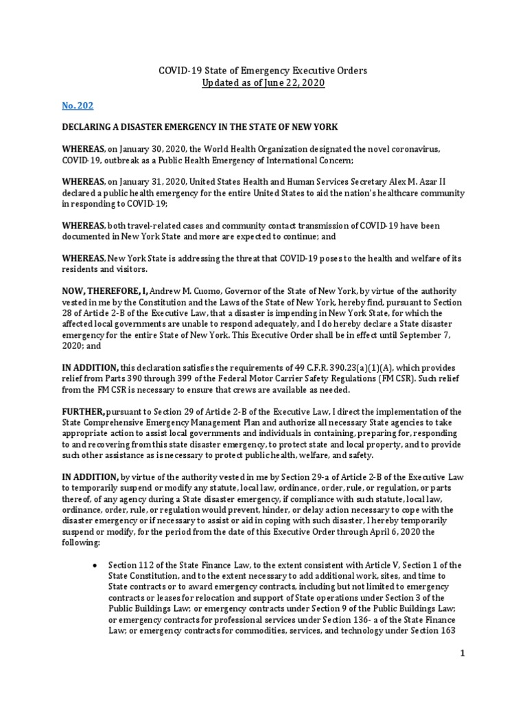 Executive Order 202-202.44 (June 22) | PDF | Nursing | Mental Health