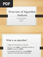 Overview of Algorithm Analysis: Ms. Andleeb Yousaf Khan Spring 2020