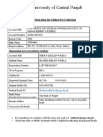 University of Central Punjab: Information For Online Fee Collection