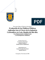 Evaluación de Las Políticas Públicas Aplicadas Tras El Cierre de La Industria Carbonífera en Lota, Región Del Bío-Bío