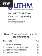 Introduction To Computer and Programming