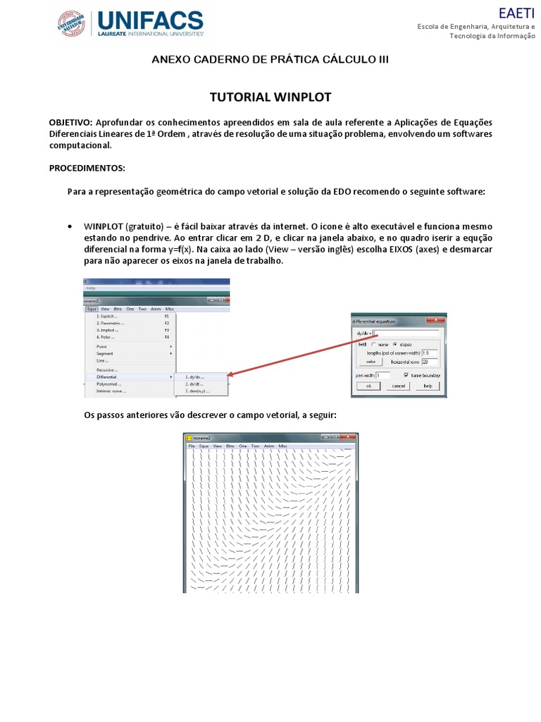 Tutorial de Winplot para EDOs | PDF | Equações diferenciais | Ensino de ...